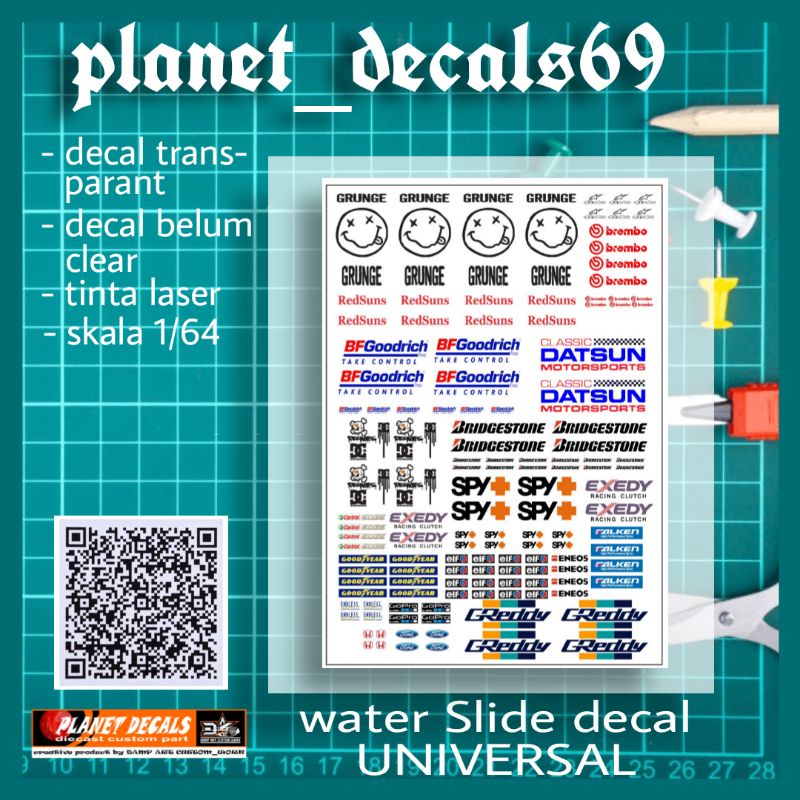 HOT WHEELS Miếng decal Trong Suốt Dán Trang Trí Bánh Xe Hơi Mã 12