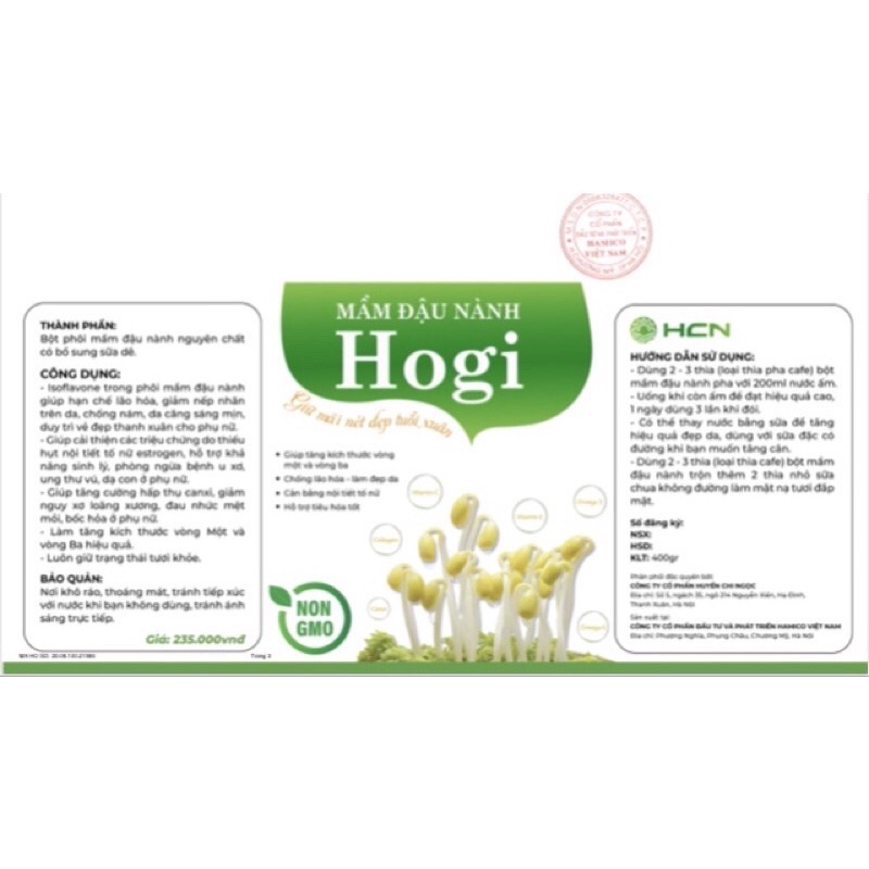 Mầm đậu nành HoGi 400g bổ sung sữa dê giúp tăng size vòng 1,3