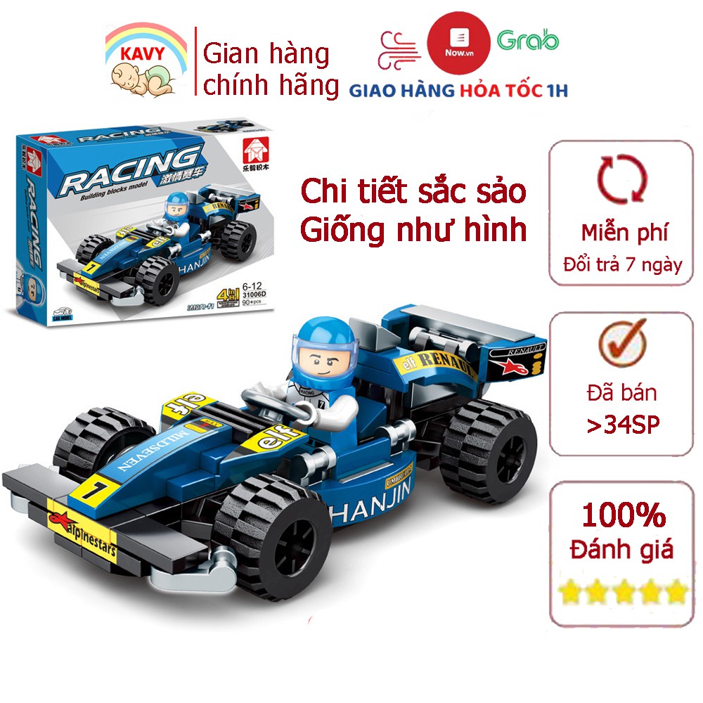 Đồ chơi xếp hình xe đua ô tô KAVY 31006D với 90 chi tiết phát triển tư duy của bé