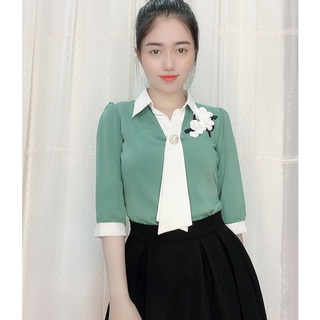 Áo công sở cà vạt thêu