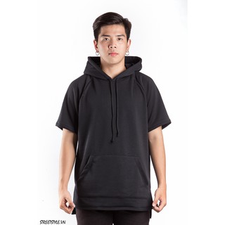 Hoodie tay ngắn raglan đen - HDTN-RAGDEN
