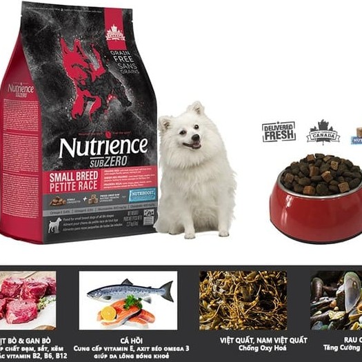 [DINH DƯỠNG CAO] Thức Ăn Hạt Cho Chó Phốc Sóc Nutrience Subzero - Thịt Bò,Thịt Cừu, Cá Hồi, Rau Củ &amp; Trái Cây