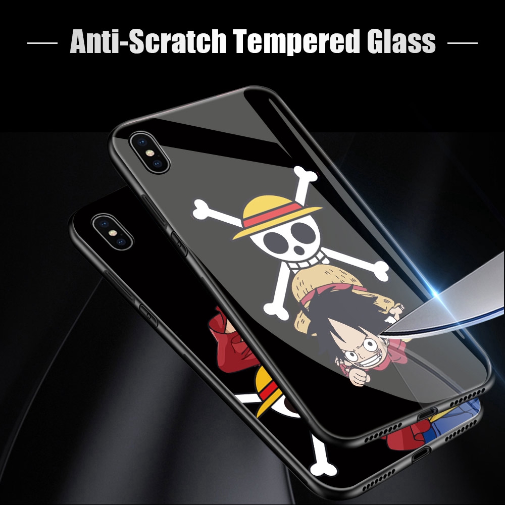 Ốp điện thoại mặt kính in hình hoạt hình anime One Piece cho Samsung Galaxy A71 A51 A70 A70S A72 A60 A50 A50S A30S 5G