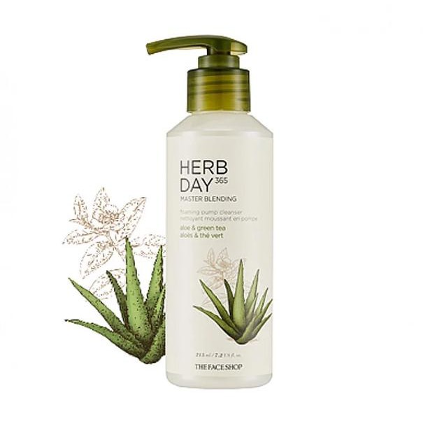 [Mã COSTFS40 -8% đơn 250K] Sữa Rửa Mặt TheFaceShop Herb Day 365 Master Blending Liquid Foam Aloe & Green Tea 215ml | BigBuy360 - bigbuy360.vn