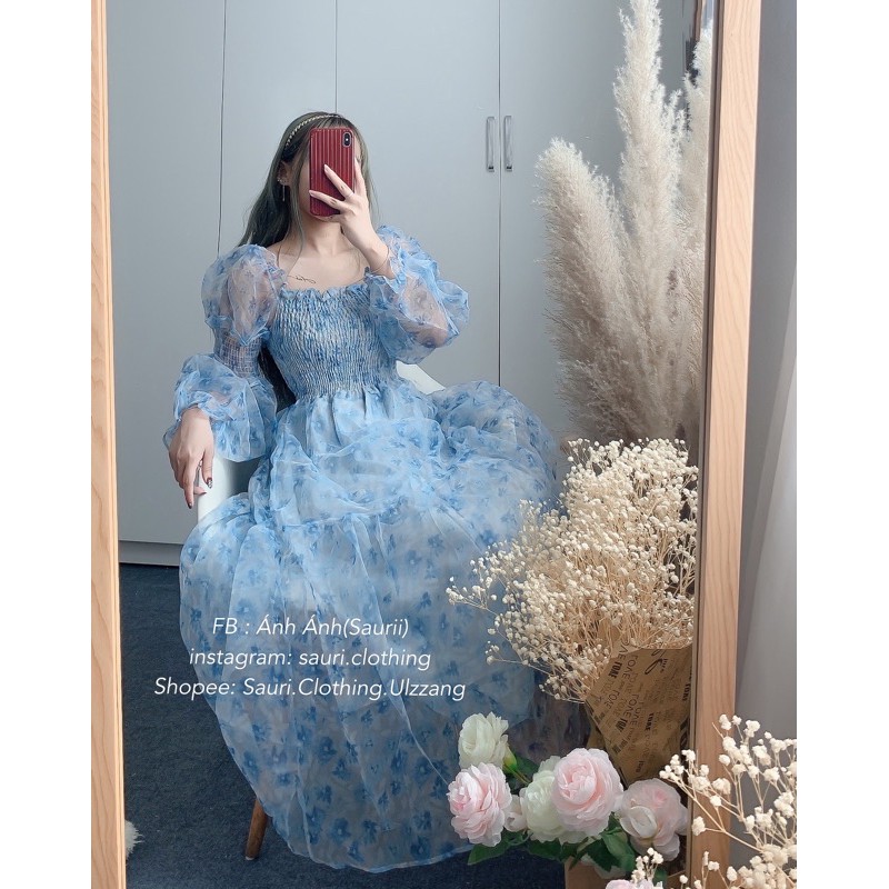 SẴN🖤Đầm xoè maxi dài hoa nhí bo chun đi biển xinh xắn|Váy bánh bèo ulzzang trễ vai tiểu thư nhẹ công chúa | BigBuy360 - bigbuy360.vn