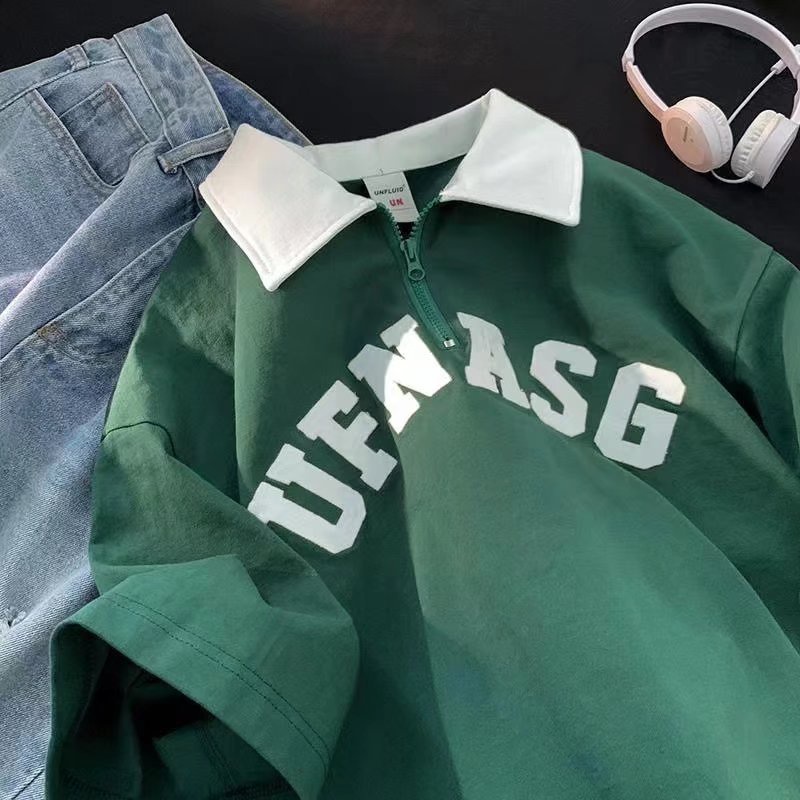 Áo Thun Polo Nam Tay Ngắn Dáng Rộng In Chữ Phong Cách Hàn Quốc Thời Trang Cho Và Nữ Fashion Simple Áo Polo Nam Bigsize Unisex Áo Thun Có Cổ