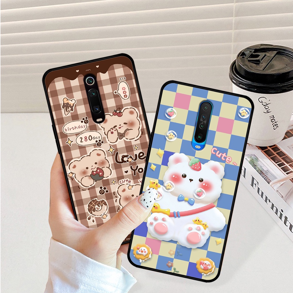 Ốp lưng Redmi K20/K20 Pro - Xiaomi Mi 9T / Redmi K30 / K30 5G in hình caro gấu thỏ dễ thương