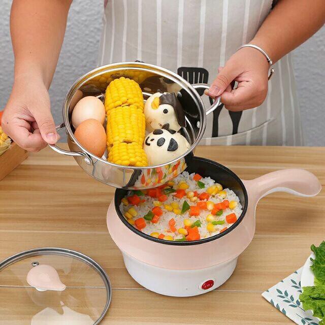 Nồi lẩu mini🍱 Nồi nấu mì, nồi nấu cháo cho bé đa năng kèm giá hấp 2 tầng cao cấp tiện lợi cho gia đình