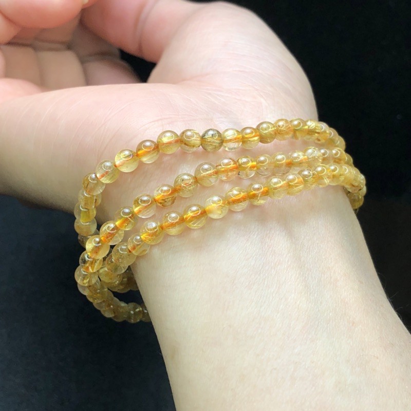 Chuỗi Vòng Tay Tóc Vàng Quấn 3 vòng tay - hợp mệnh Kim và mệnh thổ, Hỗ trợ Tài Lộc, Tình Duyên cực tốt