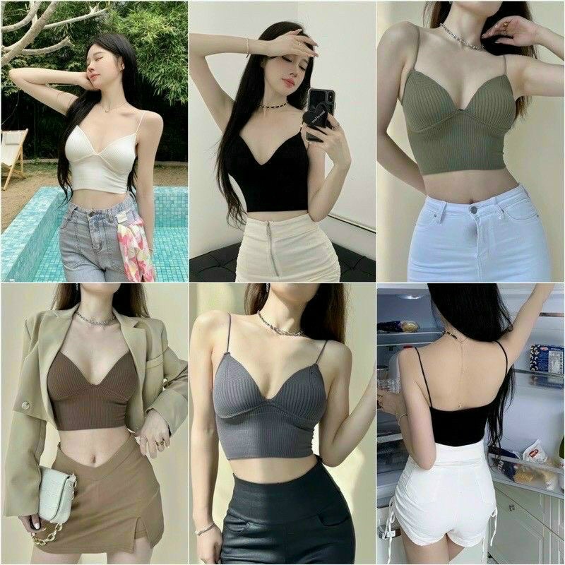 [NEW] ÁO BARA HAI DÂY DỆT KIM QC CHẤT MỀM MỊN CHIZISHOP NHIỀU MÀU CỰC HOT BR100