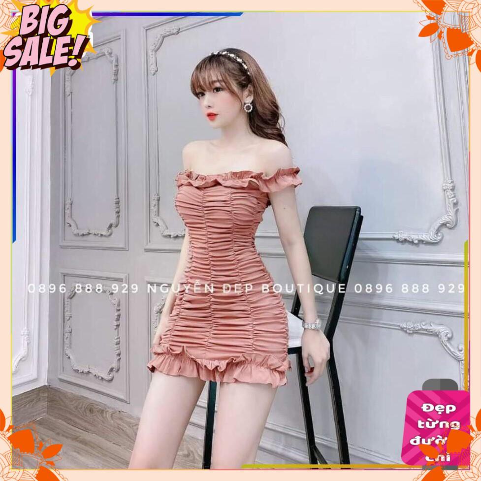 [HÀNG CAO CẤP] Đầm body trễ vai nhún thân kèm mút | BigBuy360 - bigbuy360.vn