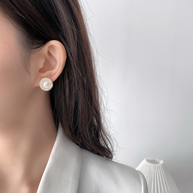 Bông Tai Mạ Bạc 925 Đính Đá Opal Trắng Sang Trọng Phong Cách Hàn Quốc Cho Nữ