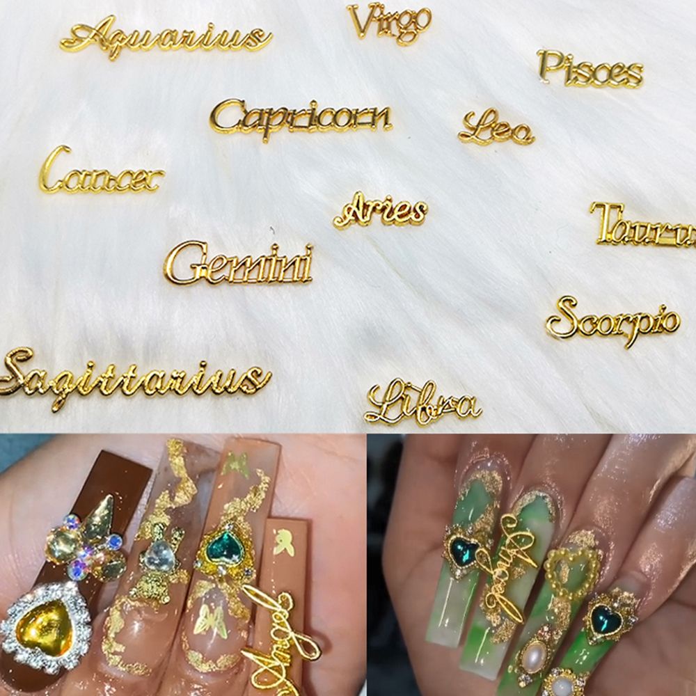 [Hàng mới về] Miếng dán móng tên chòm sao 3D trang trí nghệ thuật thời trang bằng hợp kim tự dính