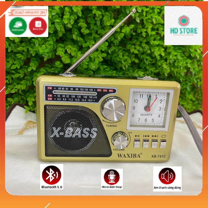 Đài FM WAXIBA XB-741C Cao Cấp. Dùng Nghe Radio, FM, Hỗ Trợ Đèn Pin Tích Hợp Đồng Hồ. Dễ Dàng Sử Dụng, Bảo Hành 12 Tháng.