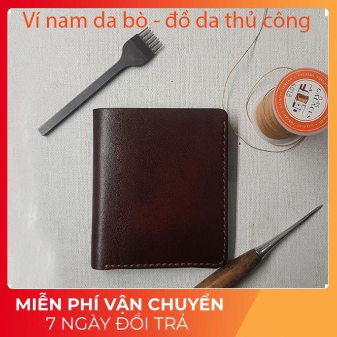 Bóp da nam - Đồ da thủ công - Da bò thật - Màu nâu BV0307 - AT Shop