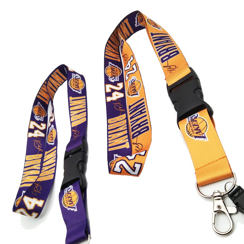 Dây đeo cổ họa tiết bóng rổ NBA Kobe Lanyard Los Angeles Lakers để gắn điện thoại di động / chìa khóa chống thất lạc