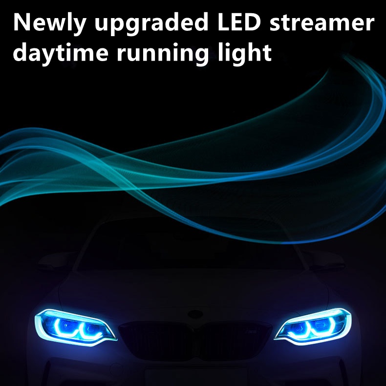 Dây Đèn LED DRL 12v Ánh Sáng Trắng/ Vàng Chống Thấm Nước Cho Xe Hơi