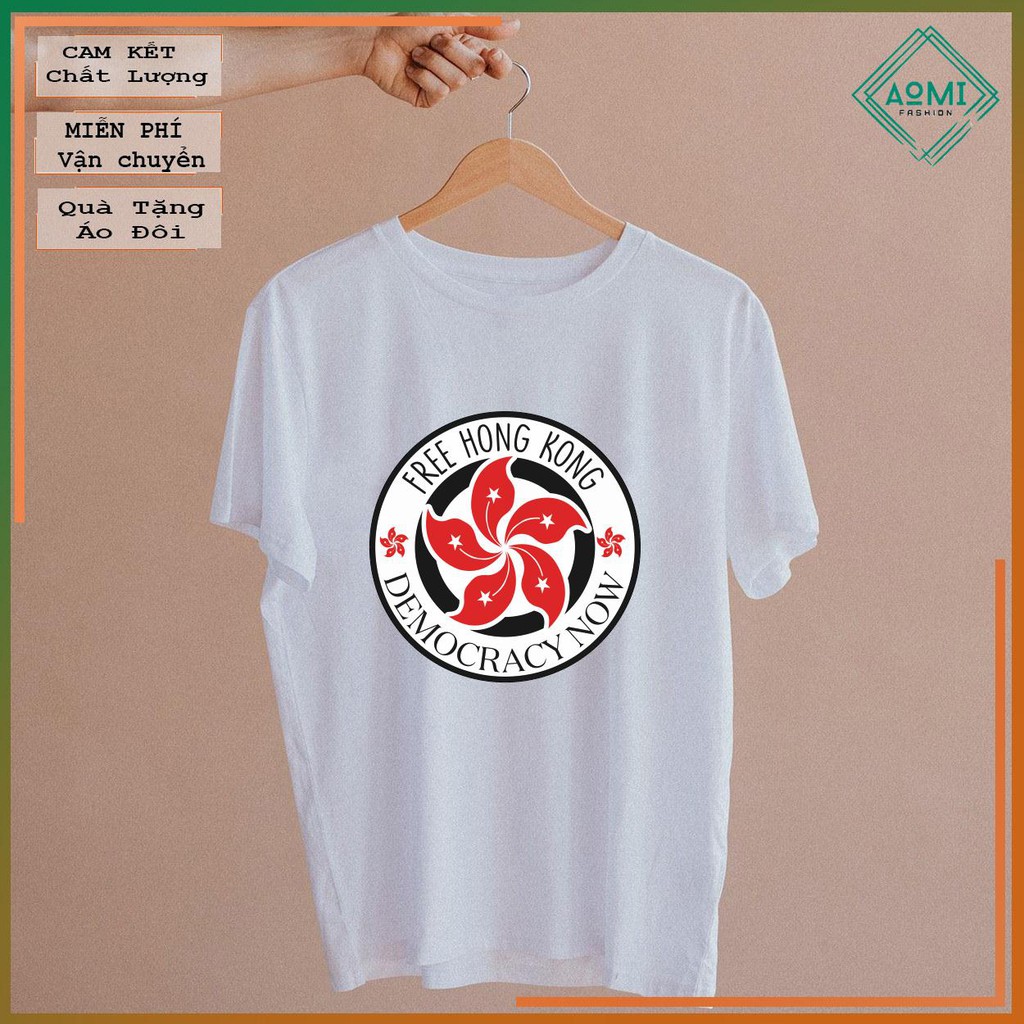 ÁO THUN AOMIVN Free Hong Kong-01TS0_073TAY LỠ CÁ TÍNH PHÔNG IN PHONG CÁCH HÀN QUỐC AOMI DU LỊCH