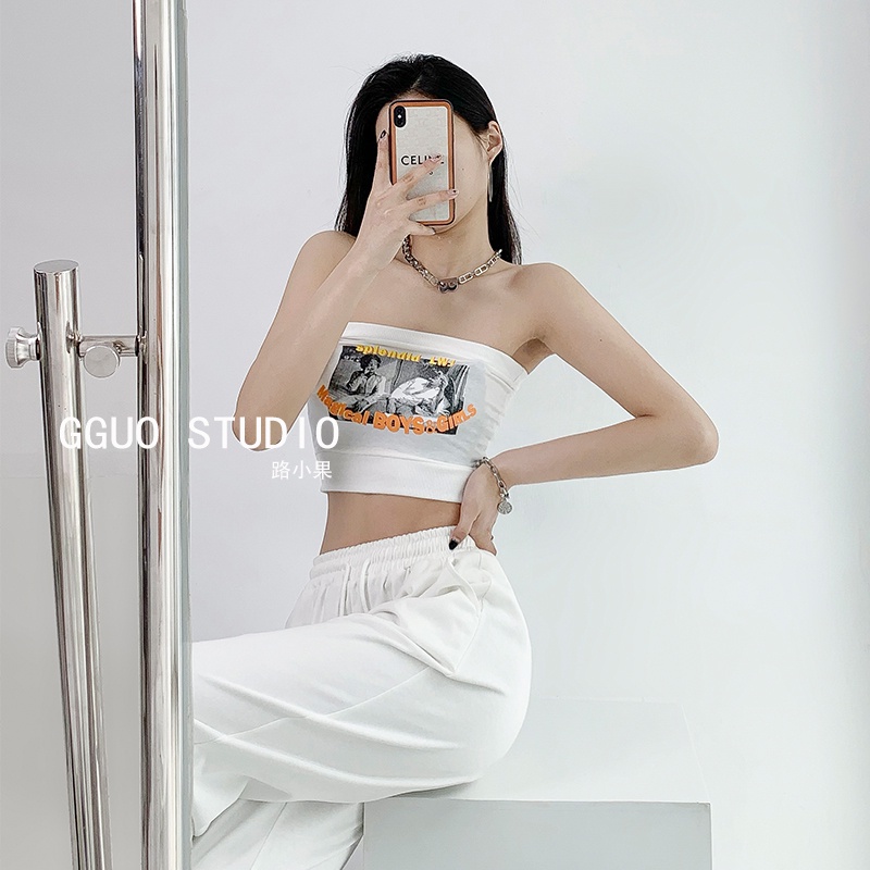 Cocory vn Áo Quây Ngực Không Dây In Họa Tiết Phong Cách Vintage Thời Trang Quyến Rũ