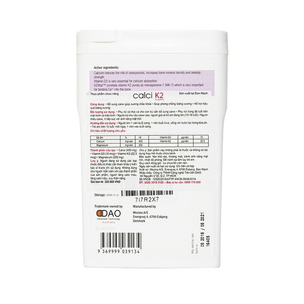 Calci K2 - Hỗ trợ bổ sung Canxi ngăn ngừa loãng xương, giảm thoái hóa khớp, giúp xương chắc khỏe