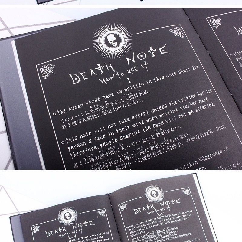 Sổ Tay Ghi Chú In Hình Anime Death Note Và Bút Lông Vũ + Vòng cổ Dành Cho Học Sinh