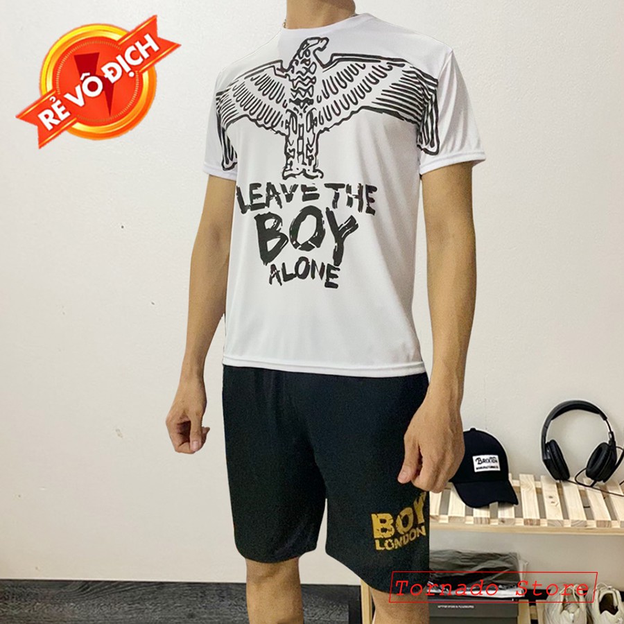 Bộ thời trang nam, set quần áo nam mùa hè chất liệu thun lạnh nhập khẩu - Bộ Boy London Trắng