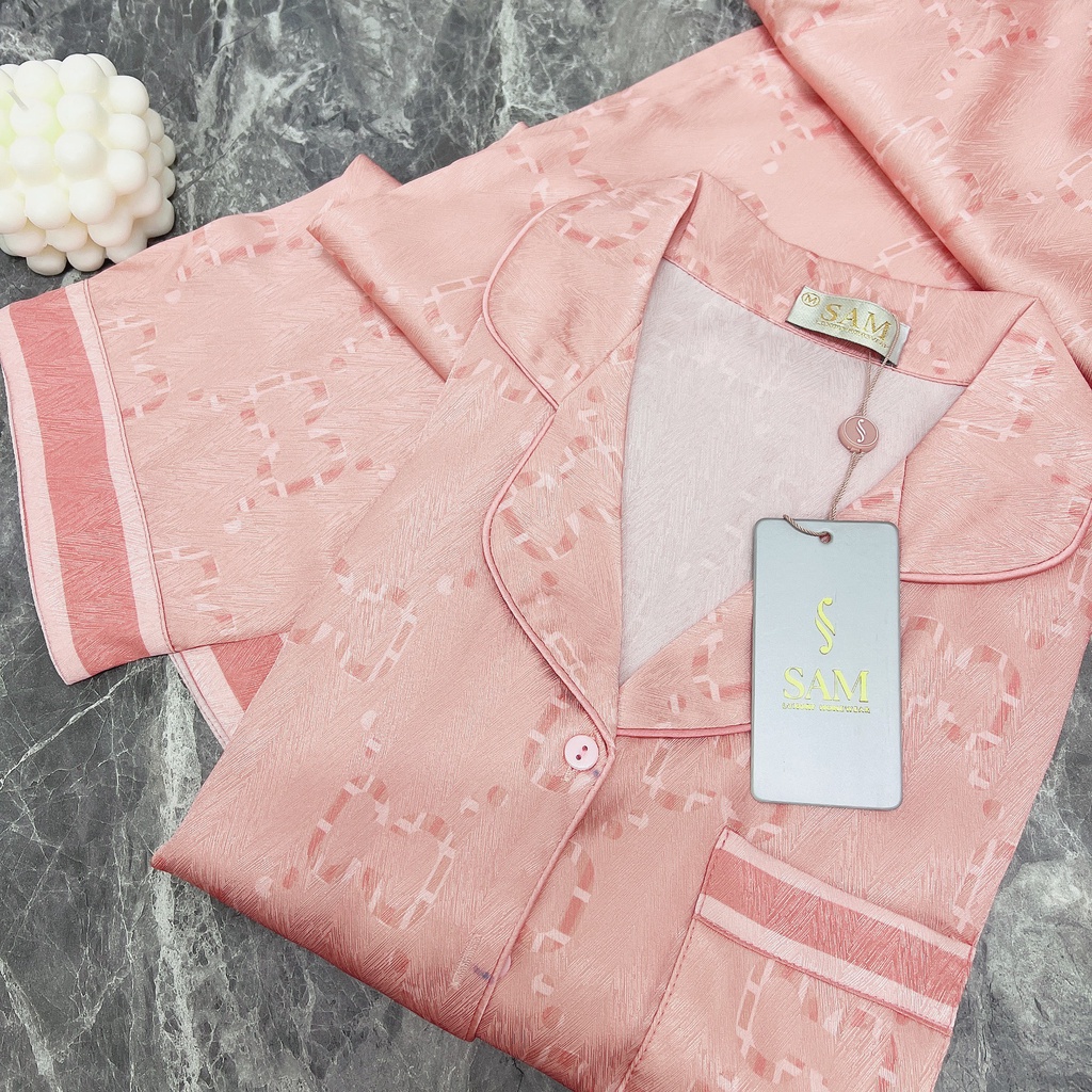 Bộ pijama lụa Sam luxury, bộ mặc nhà nữ dài tay lụa