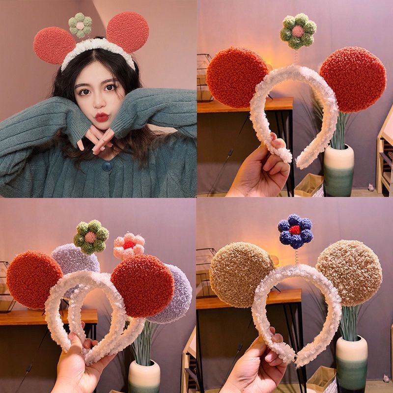 Băng đô rửa mặt, bờm cài tóc, turban quà valentine tai thỏ mèo tuần lộc gấu vải nhung nơ cho bé gái nam nữ