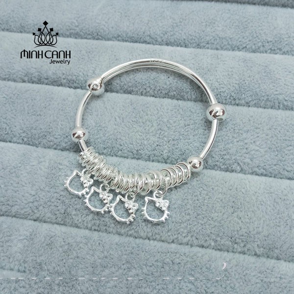 Lắc Bạc Trẻ Em Họa Tiết Mèo Treo - Minh Canh Jewelry