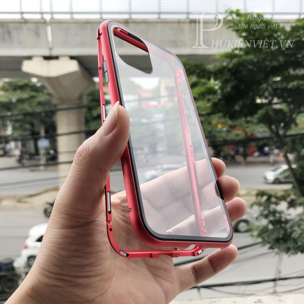 Ốp Kính Viền Kim Loại cho iPhone 11/11Pro/11Pro max/12/12mini/12Pro/12Pro max