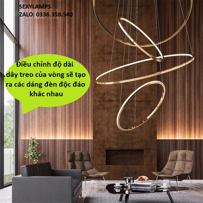 Đèn Thả Led Vòng Hợp Kim Mạ Crom Cao Cấp Thích Hợp Cho Khách Sạn, Phòng Khách, Thả Thông Tầng