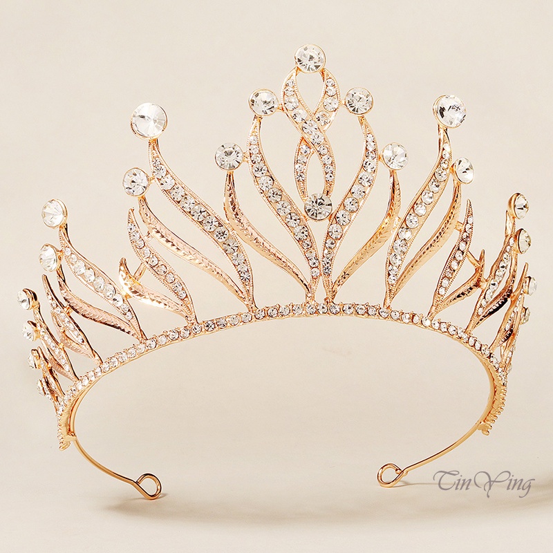 GETNOIVAS Băng Đô Cài Tóc Hình Vương Miện Đính Đá Lấp Lánh Thời Trang Cho Cô Dâu