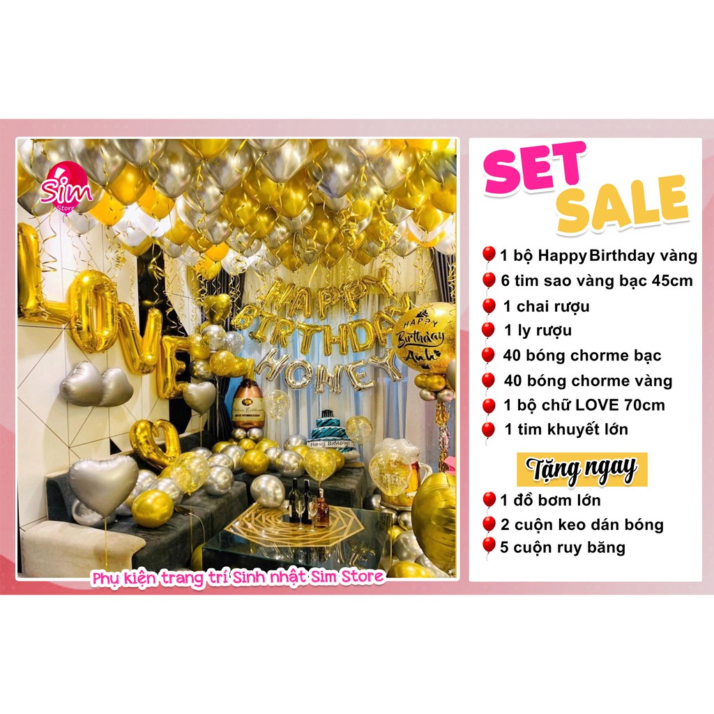 Set bóng trang trí sinh nhật Happy Birthday siêu xinh