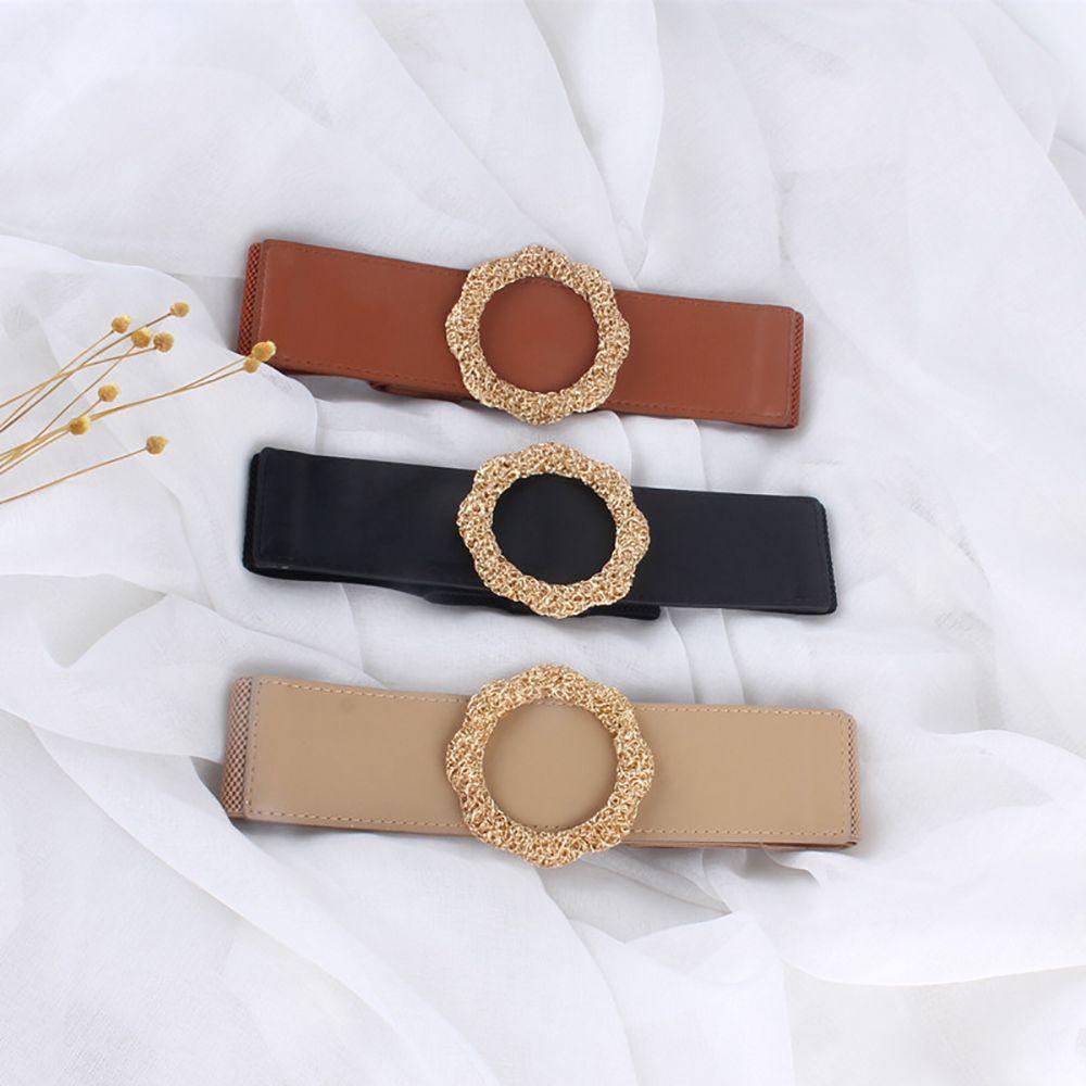 Thắt Lưng Vải Canvas Phối Hoa Bằng Da PU Màu Ngà Phong Cách Hàn Quốc Sang Trọng