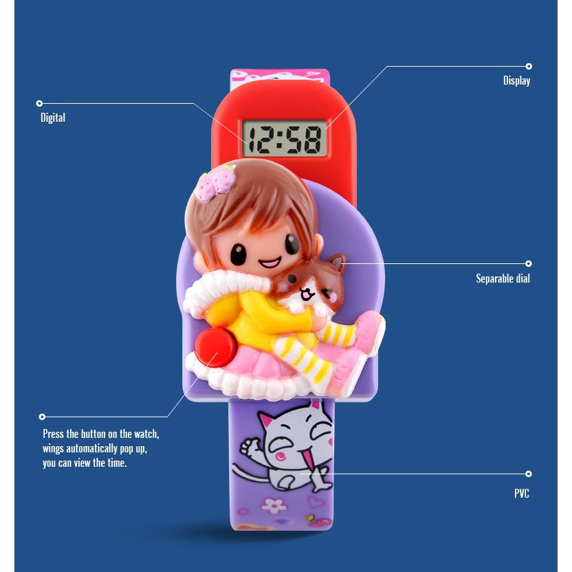 Đồng Hồ Điện Tử Hình Mèo Hoạt Hình Đáng Yêu Cho Bé Gái | BigBuy360 - bigbuy360.vn