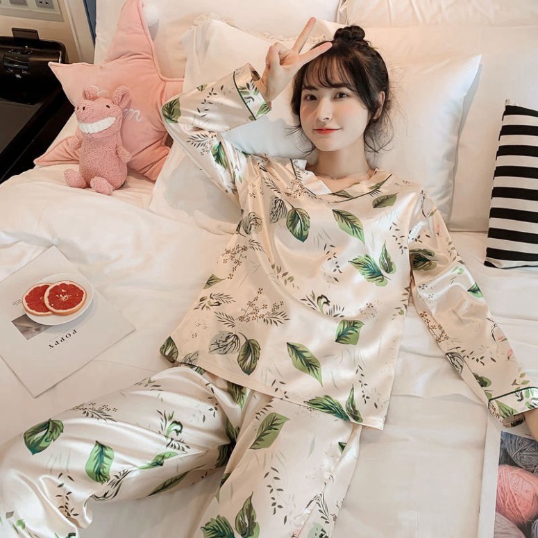 Bộ ngủ nữ ❤️Hàng Tốt❤️ Bộ pijama dài tay mặc nhà chất satin cao cấp đẹp Quảng Châu