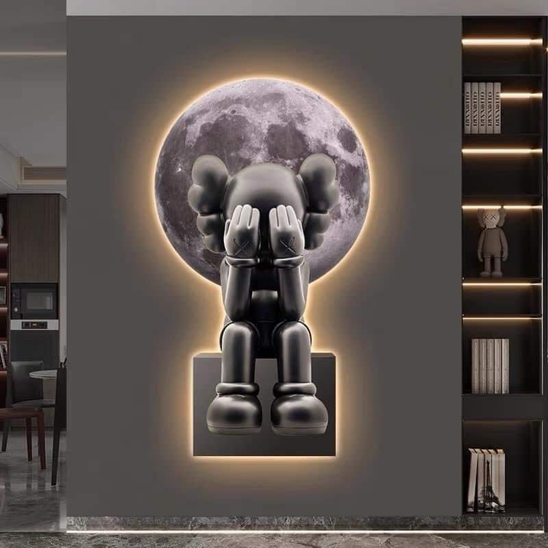KT 50 x 75 cm.  Tranh Tráng Gương Chú Gấu Kaws Toy Treo Tường /Game/ Gaming / RObot/ Bearbrick