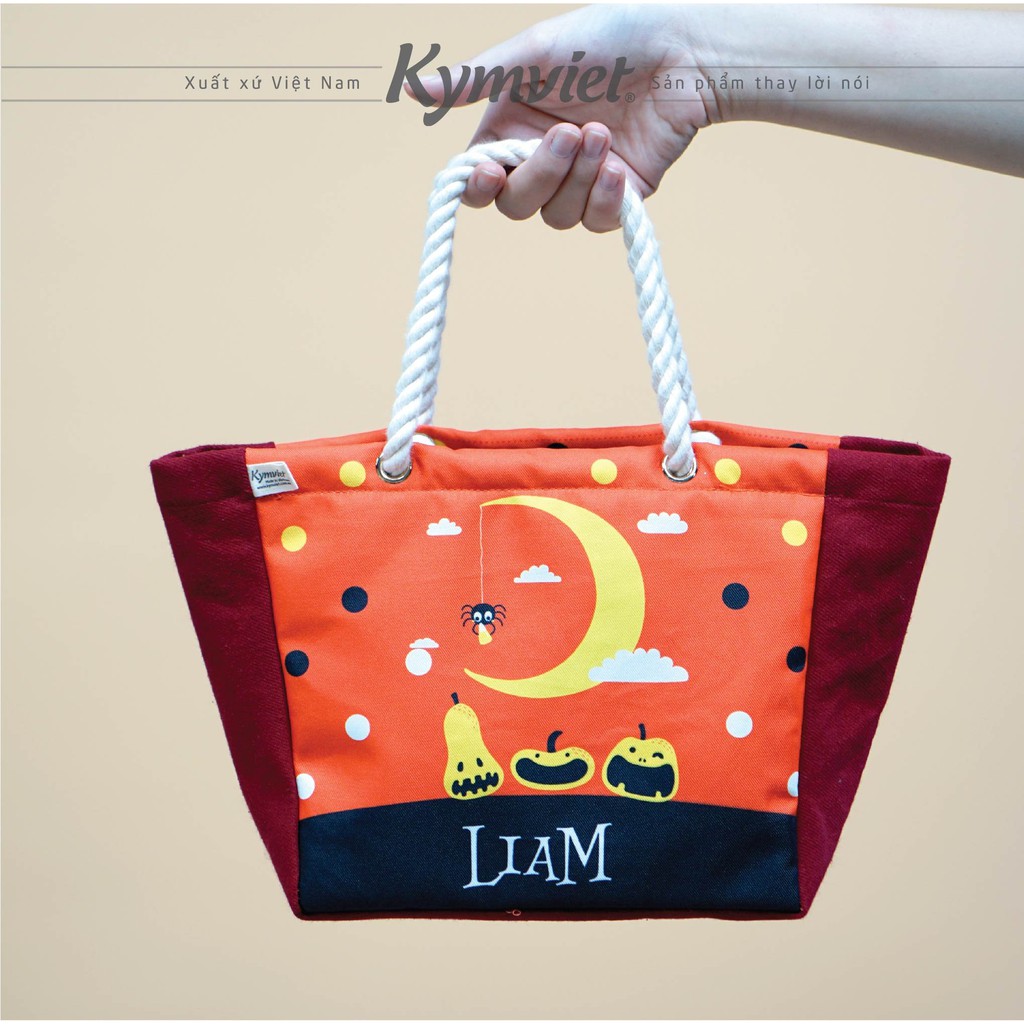 Túi Halloween KYMVIET Vải Canvas In Hình Đựng Kẹo, Đựng Đồ Chơi Cho Bé Craft