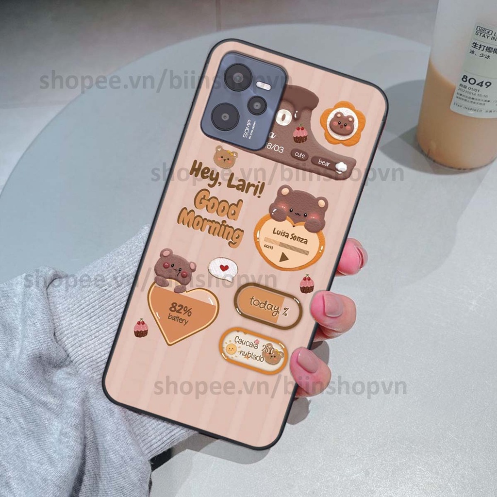 Ốp Realme C35 in 3D icon gấu nổi siêu xinh, siêu đáng yêu, cá tính phong cách