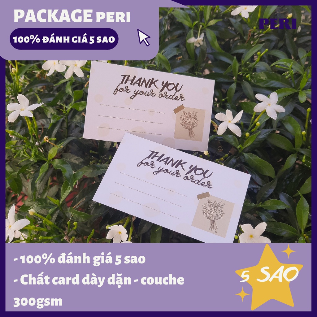 (deal sốc 9k) 100 card thank you giá rẻ, name card, phiếu cảm ơn khách hàng dành cho shop size 9x5cm