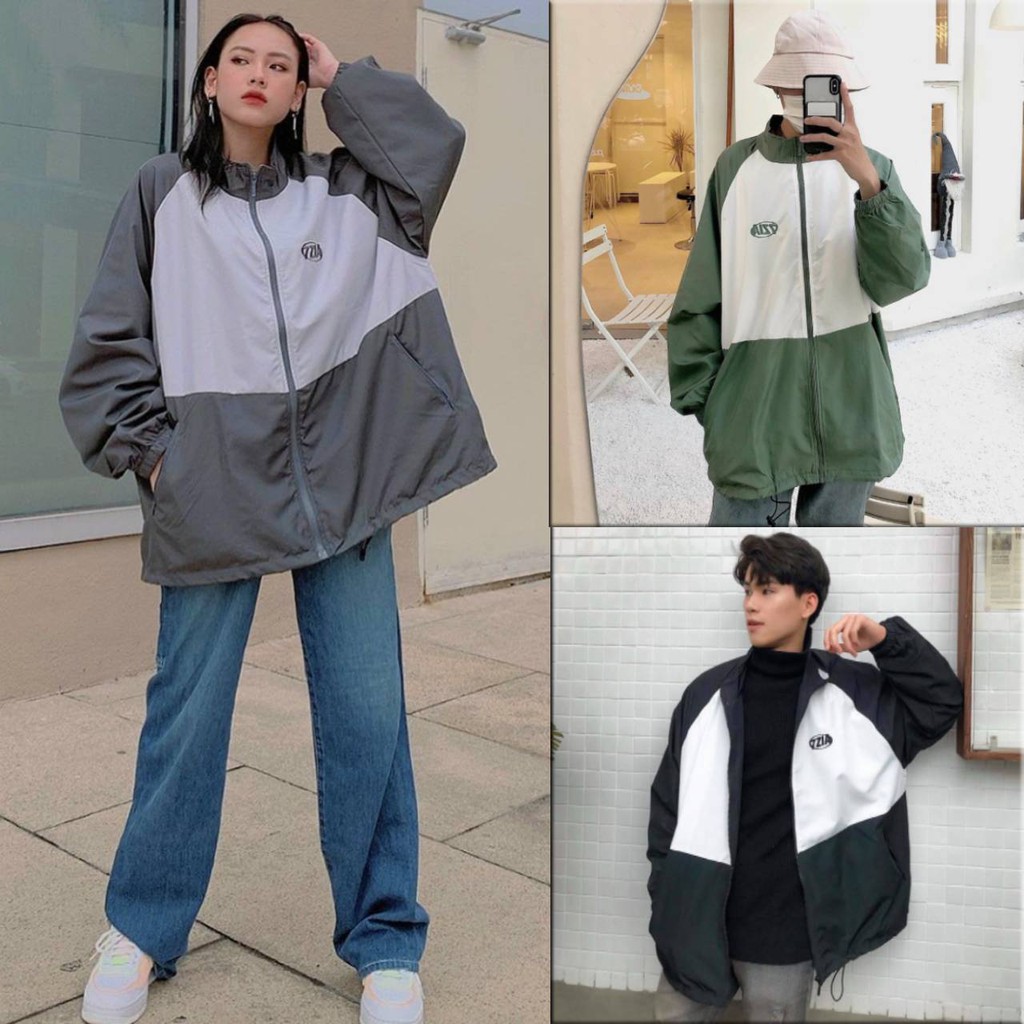 Áo khoác dù 2 lớp, thêu chữ kiểu dáng Bomber unisex nam nữ mặc được