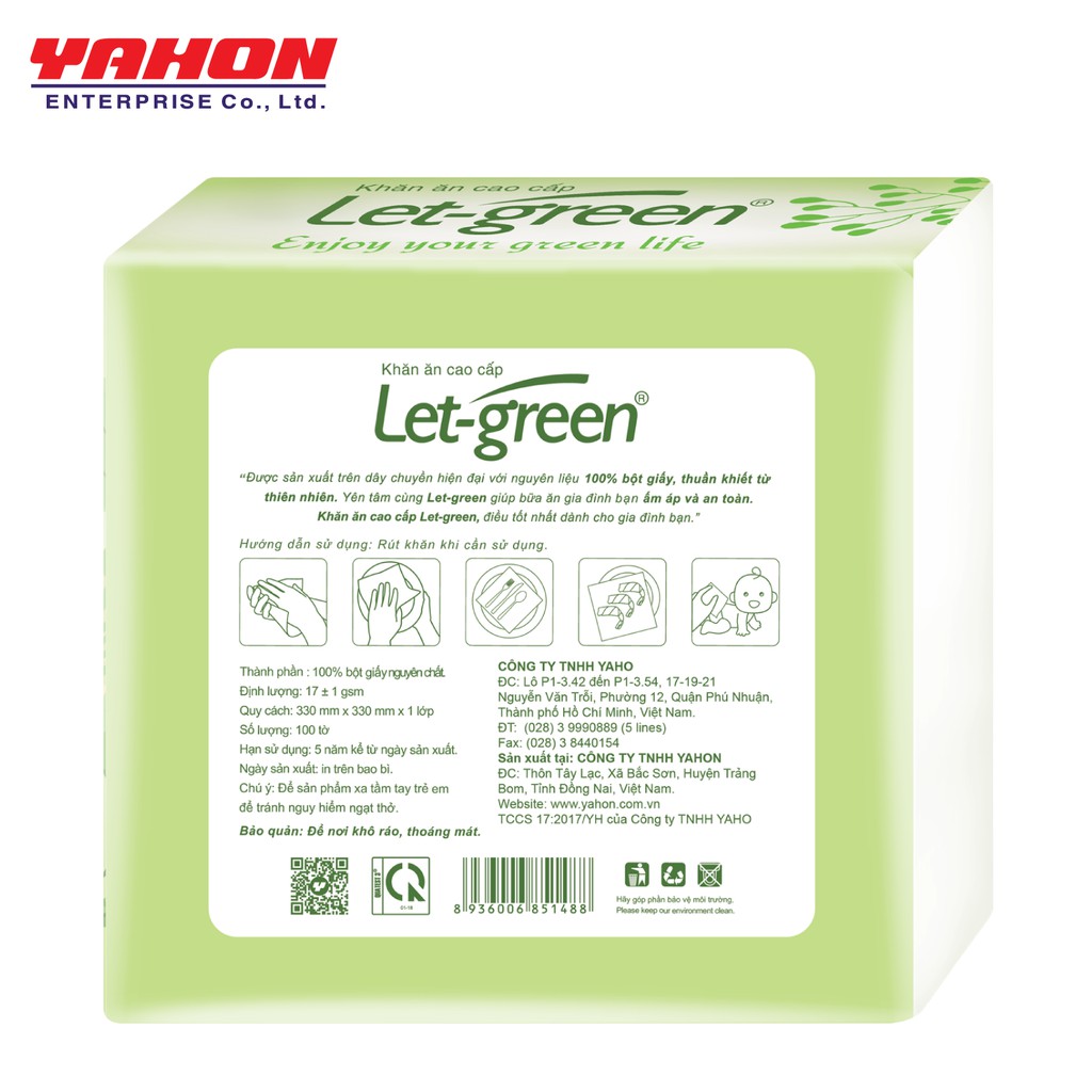 COMBO 5 KHĂN ĂN CAO CẤP LET-GREEN 33*33 CM