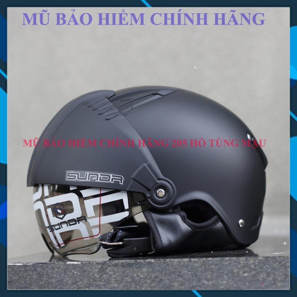 Mũ Nón Bảo Hiểm Nửa Đầu 1/2 Người Lớn Kính Âm Gấp Gọn Sunda 135D |Mũ Nhựa ABS Độ Bền Cao -BH 12 Tháng