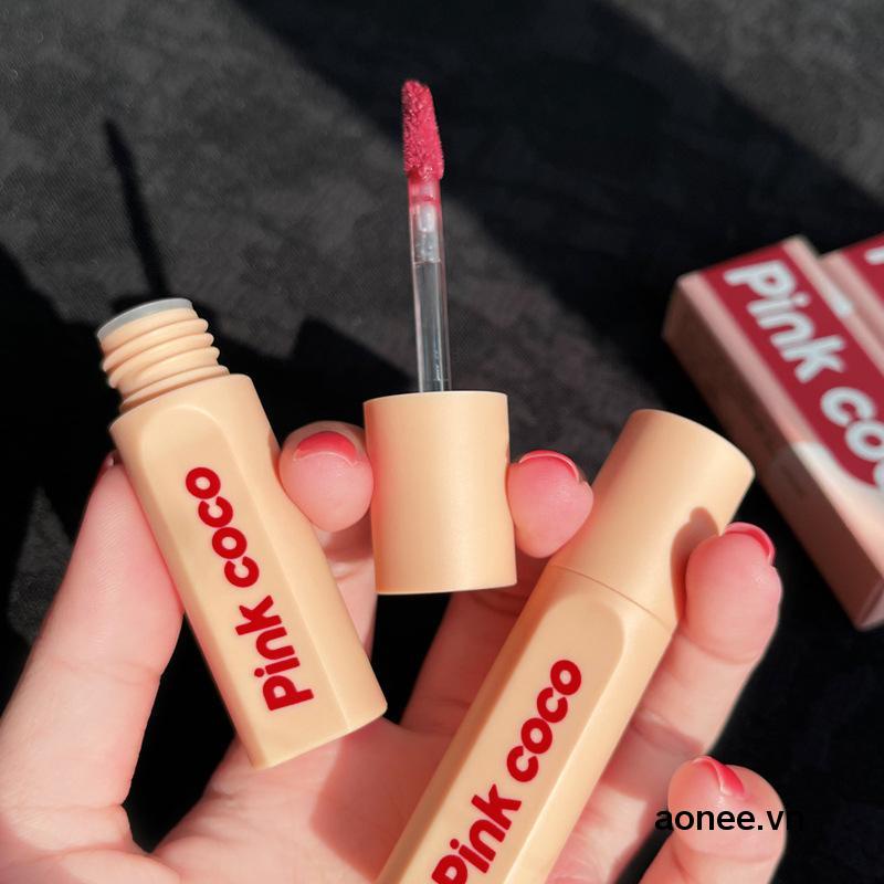 ✨✨pink coco Son Môi Dạng Lỏng Chống Dính Cốc Không Phai Màu Thiết Kế Vỏ Màu Vàng Thời Trang
