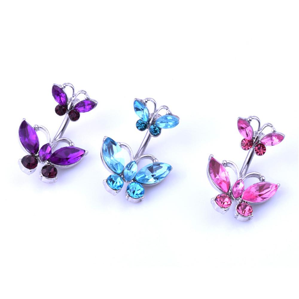 Khuyên Rốn 14G Đính Đá Tím Hồng Xanh Lam Cho Nữ