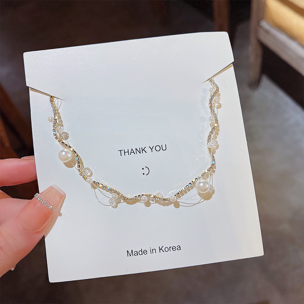 Vòng Cổ Pha Lê Thiết Kế Ba Lớp Phong Cách Hàn Quốc Mới