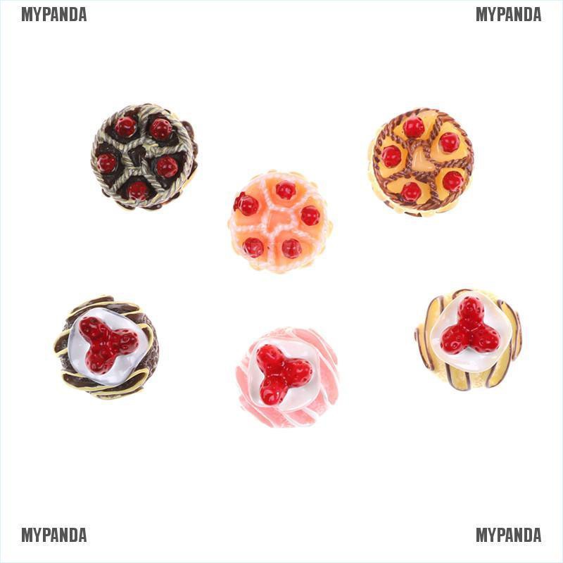 MYPANDA 6pcs Dessert 3D Resin Cream Cakes Miniature food Dollhouse Accessories