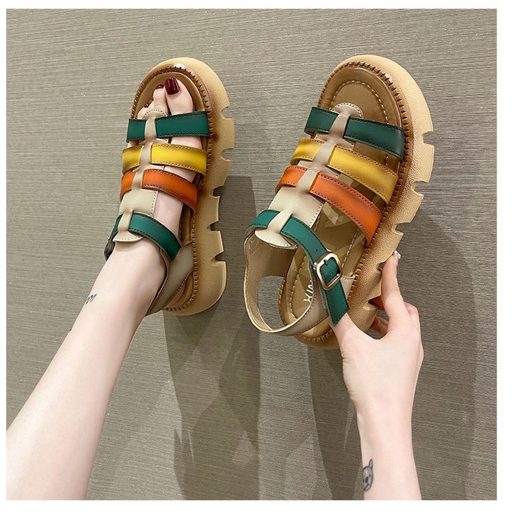 Giày Sandal Đế Xuồng Dày Dặn Phong Cách Roman Thời Trang Đi Biển Mới Cho Nữ