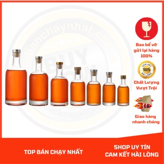 [HÀNG LOẠI 1]- Combo 6 Chai Thủy Tinh 100ML Cao Cấp Mẫu Vodka Dày 5li Nắp Cao Su Bọc Thiết Đựng Nước Ép, Detox, Sữa Tươi