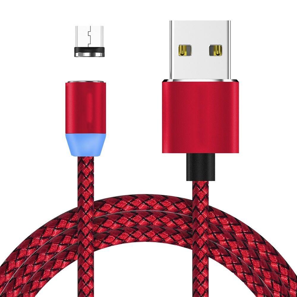 Dây sạc nam châm, cáp sạc 3 đầu iphone-android-type C xoay 360 Độ Dây Dù Có LED cao cấp